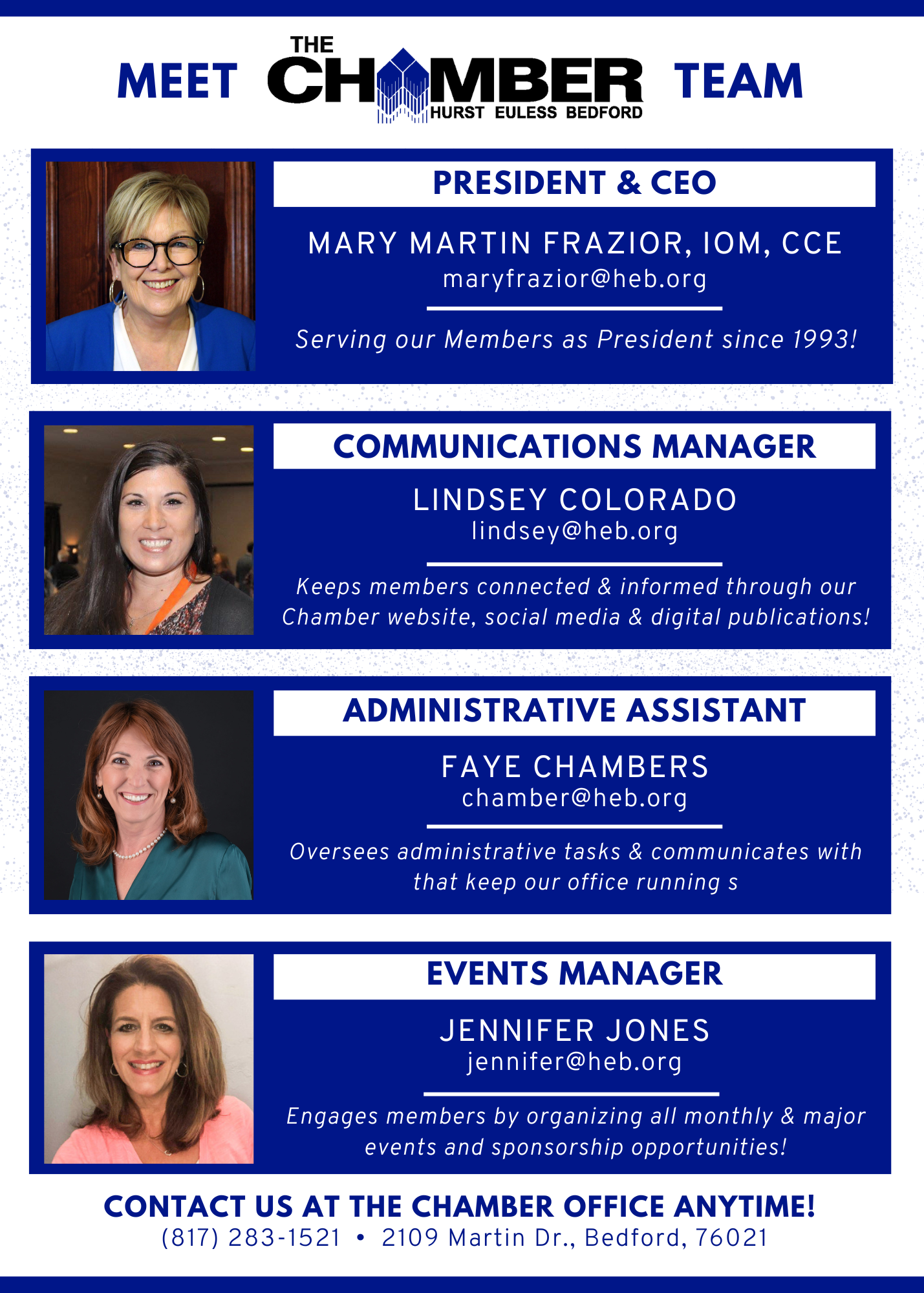 MEET THE CHAMBER STAFF HEB Chamber Of Commerce MEET THE CHAMBER STAFF HEB Chamber Of Commerce